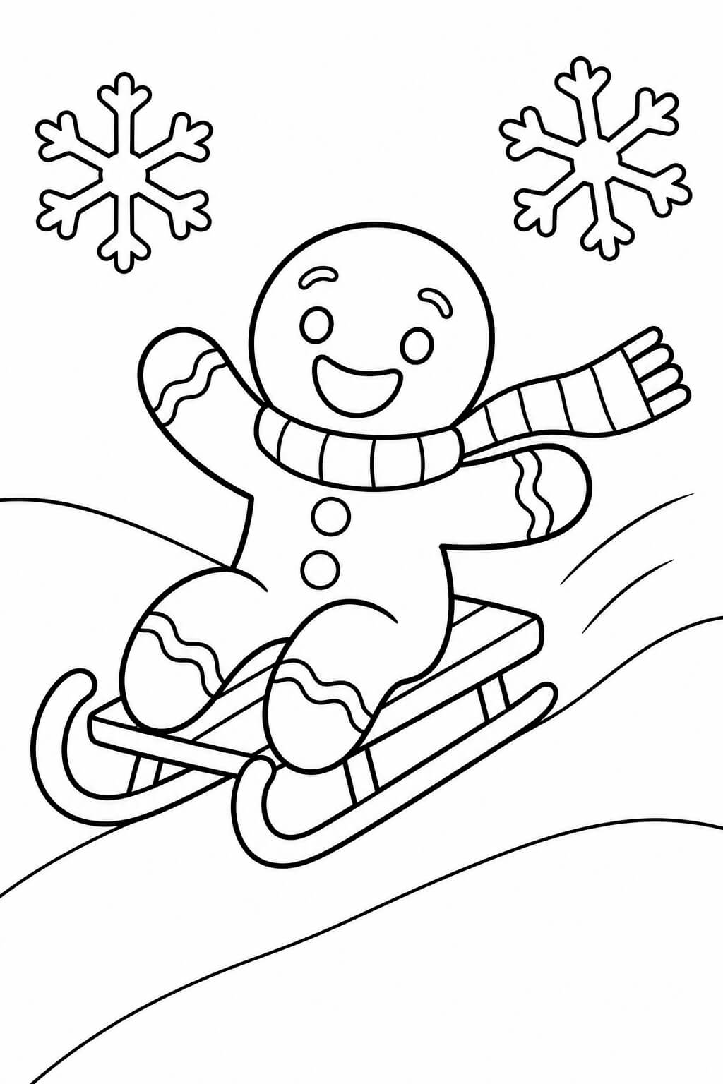 Lebkuchenmann auf dem Schlitten – Lebkuchen Ausmalbild