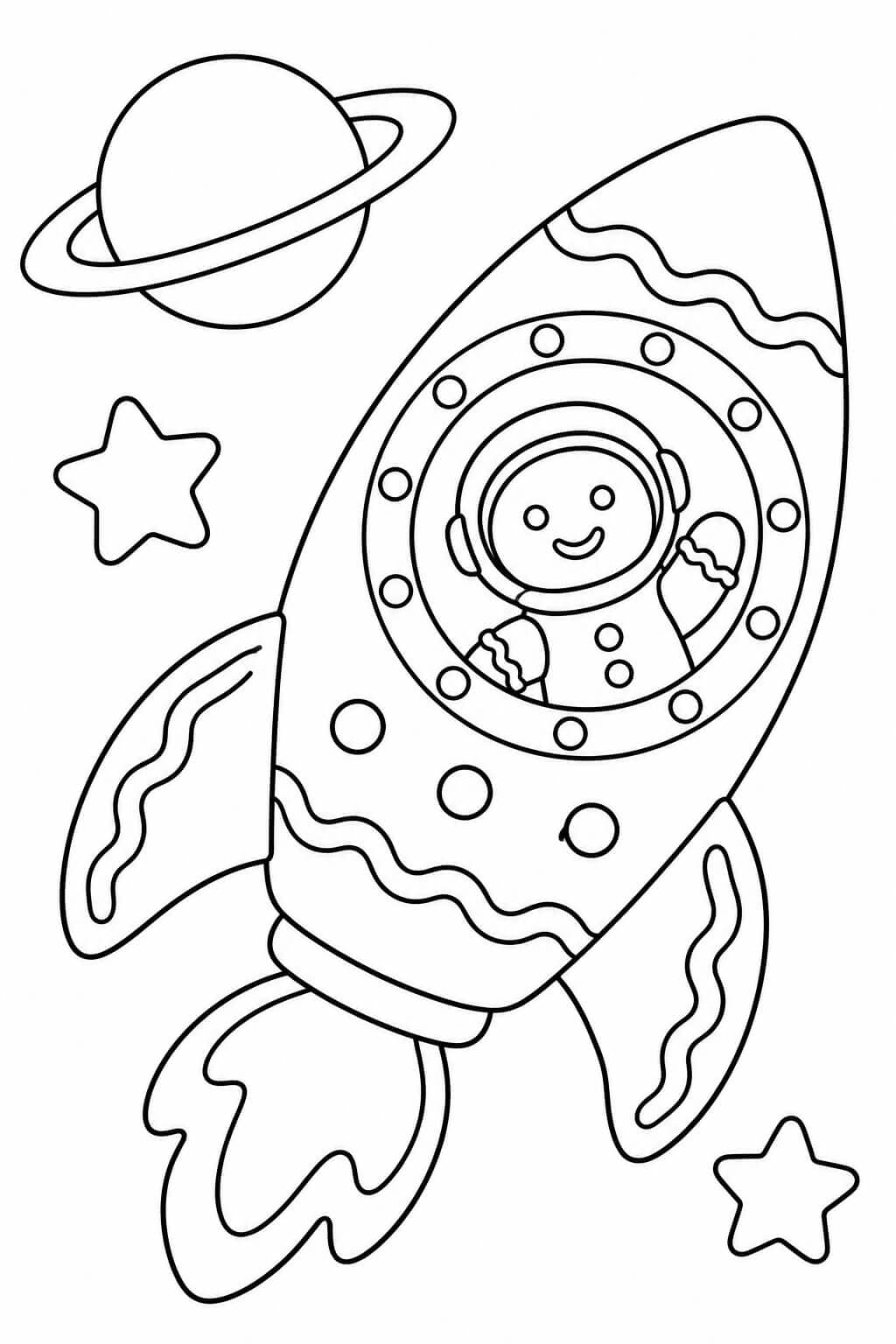 Lebkuchenrakete im Weltall – Lebkuchen Ausmalbild