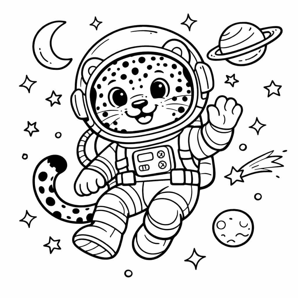 Leopard Astronaut Ausmalbild