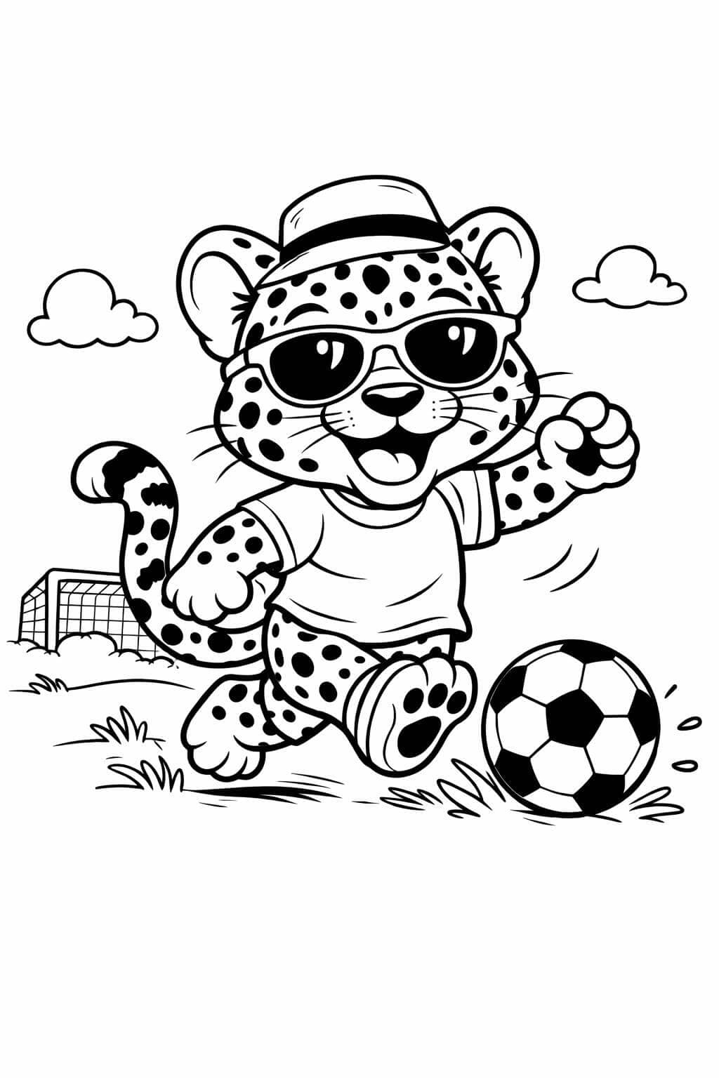 Leopard Fußballspieler Ausmalbild