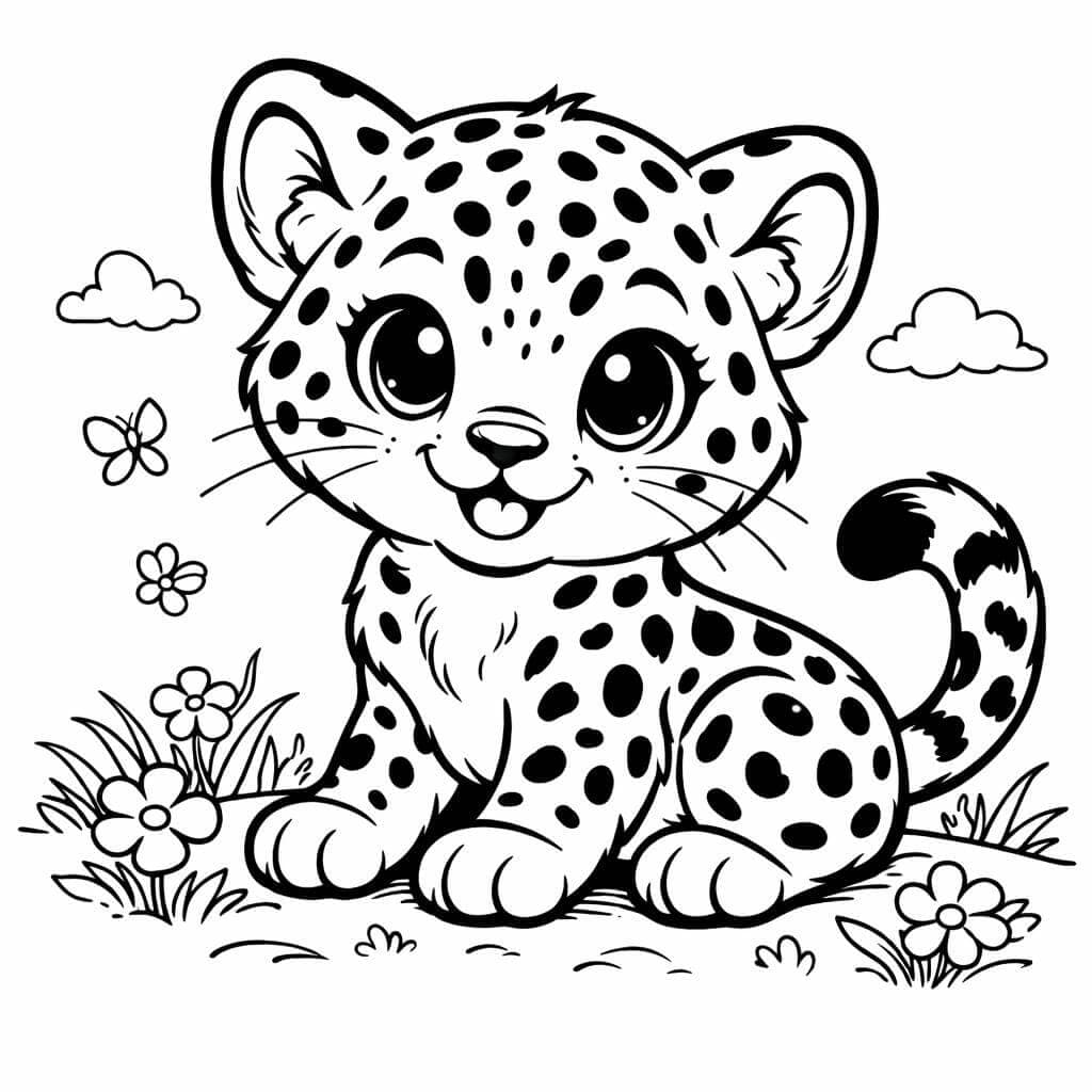 Leopardenjunges Ausmalbild