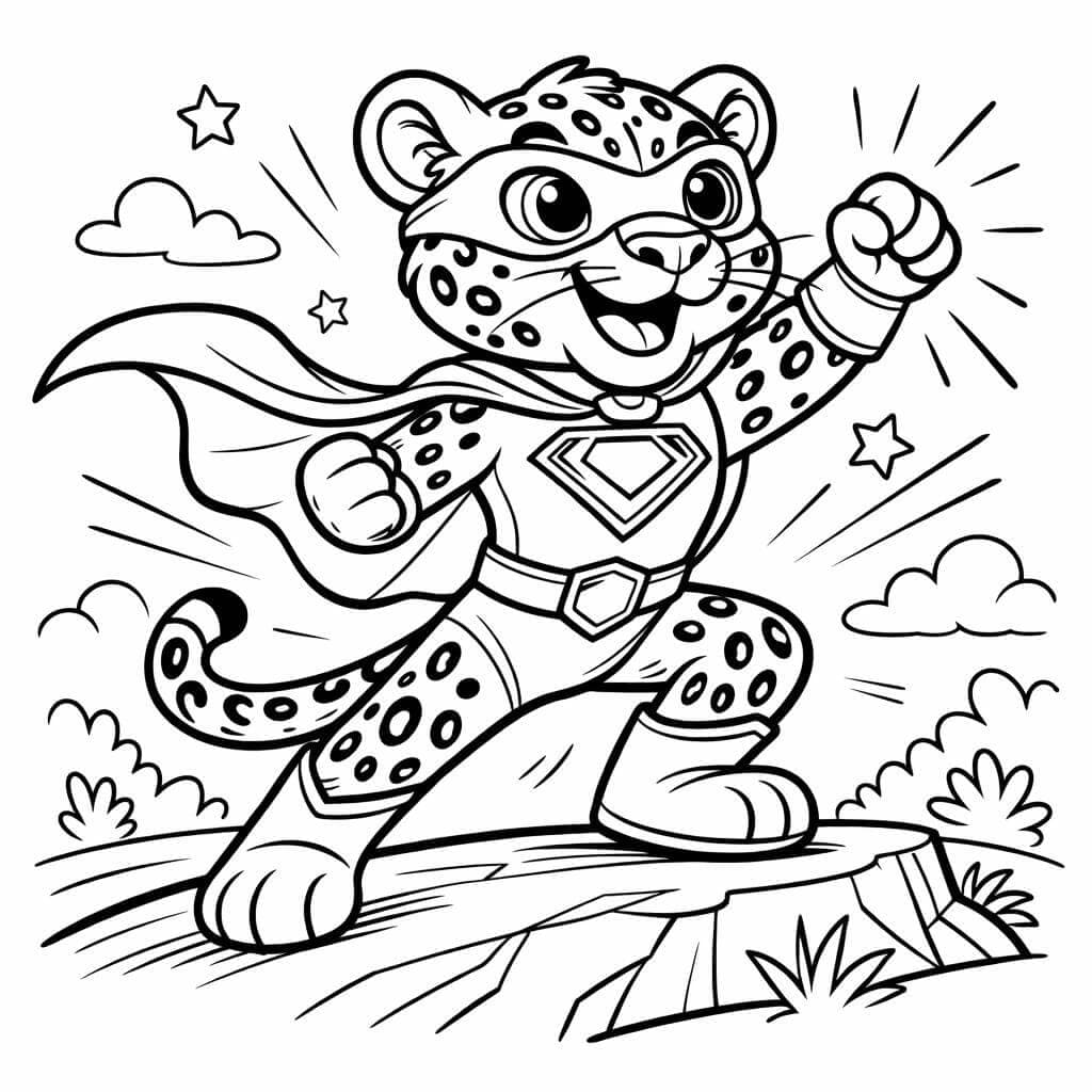 Superhelden Leopard Ausmalbild