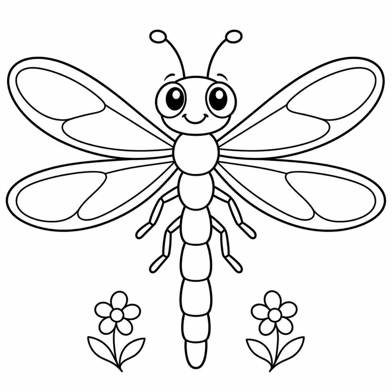 Libelle zum Ausmalen – Ausmalbild in Schwarz-Weiß