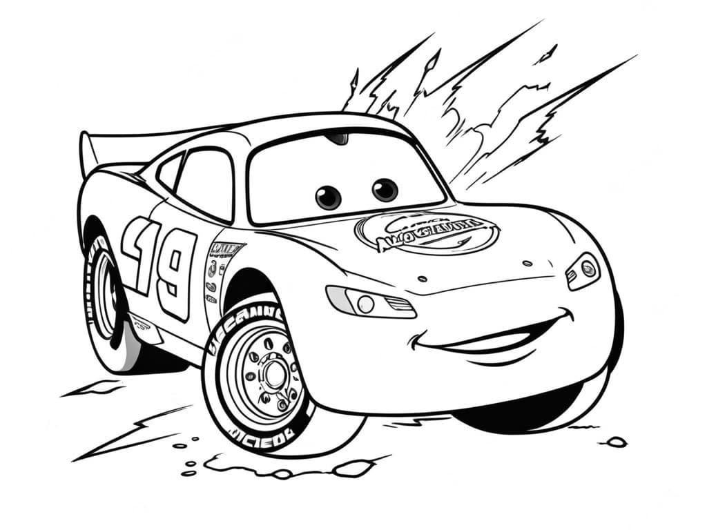 Blitz McQueen driftet Ausmalbild