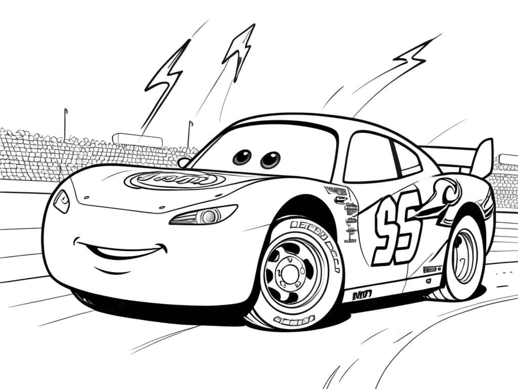 Blitz McQueen im Rennen Ausmalbild