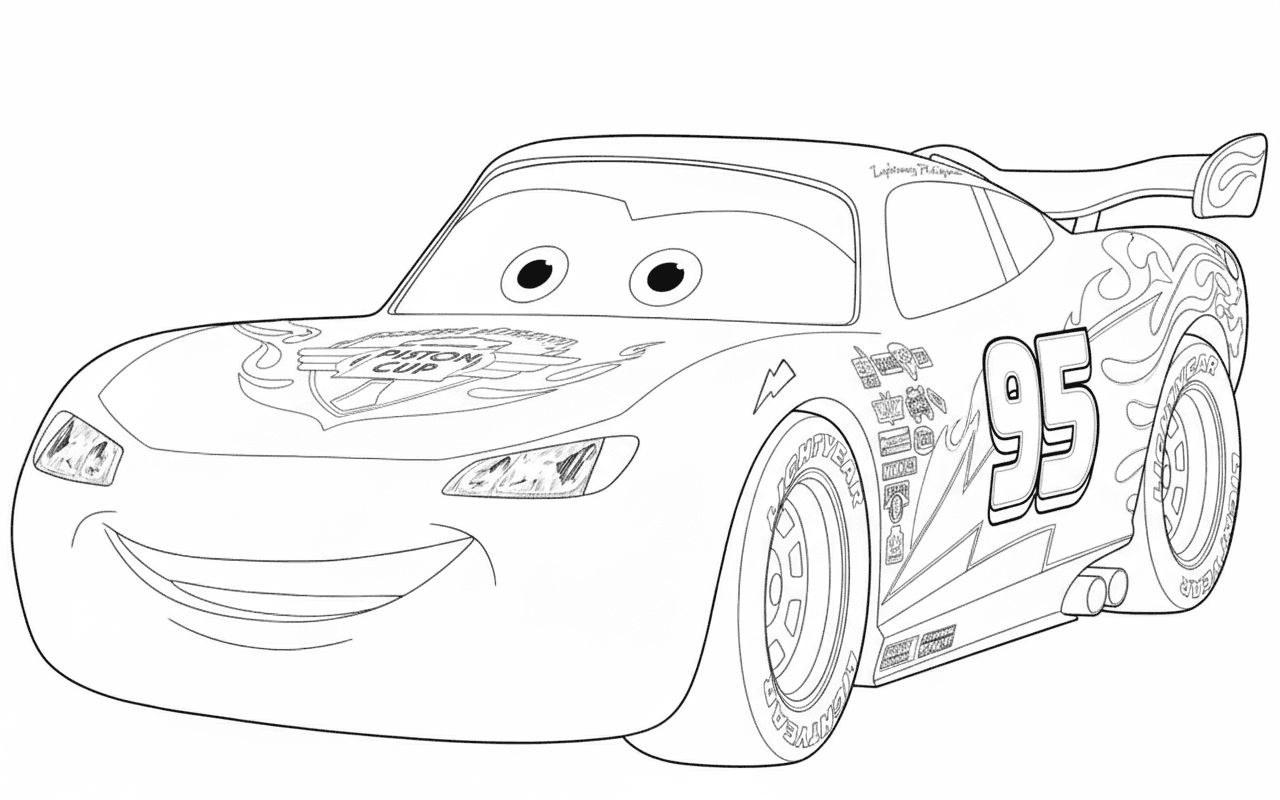 Klassischer Lightning McQueen Ausmalbild