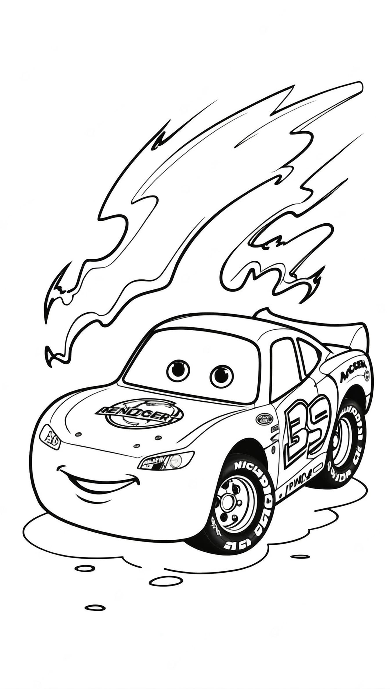 Blitz McQueen lächelnd Ausmalbild