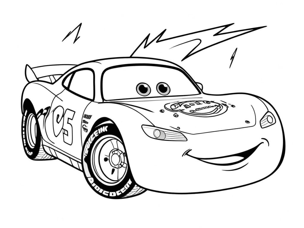 Blitz McQueen mit Blitzsymbol Ausmalbild