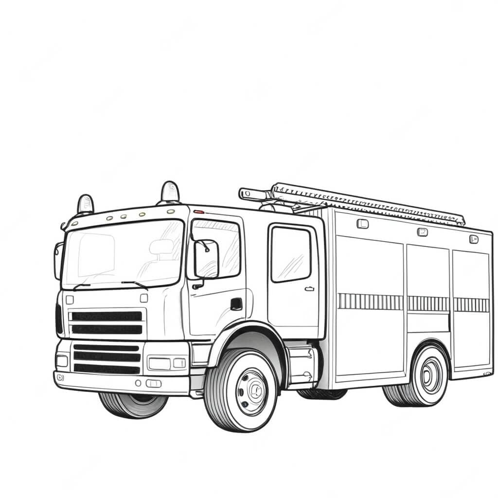 Feuerwehrauto LKW Ausmalbild
