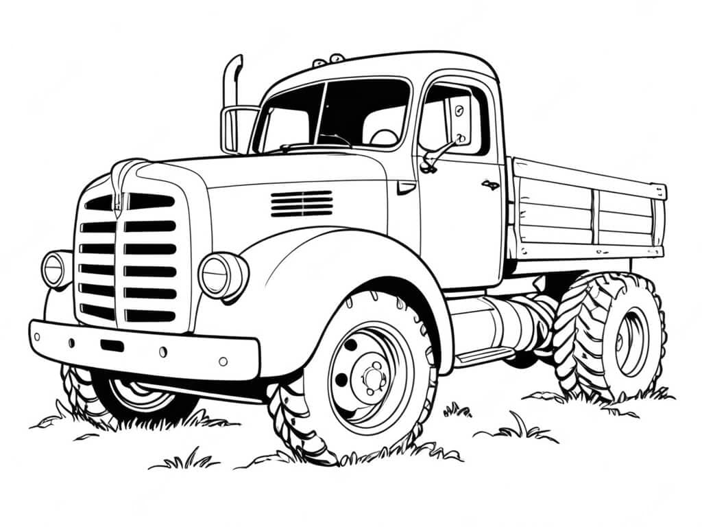 LKW auf dem Bauernhof Ausmalbild