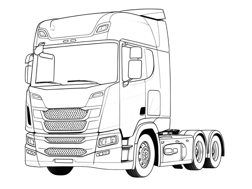 Roter Scania LKW Ausmalbild