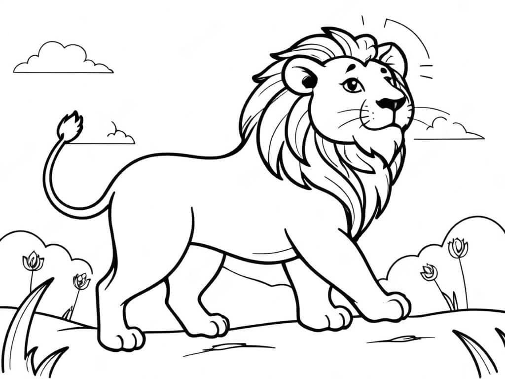 Löwe in der Savanne Ausmalbild