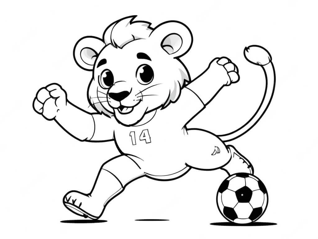 Löwe spielt Ball Ausmalbild