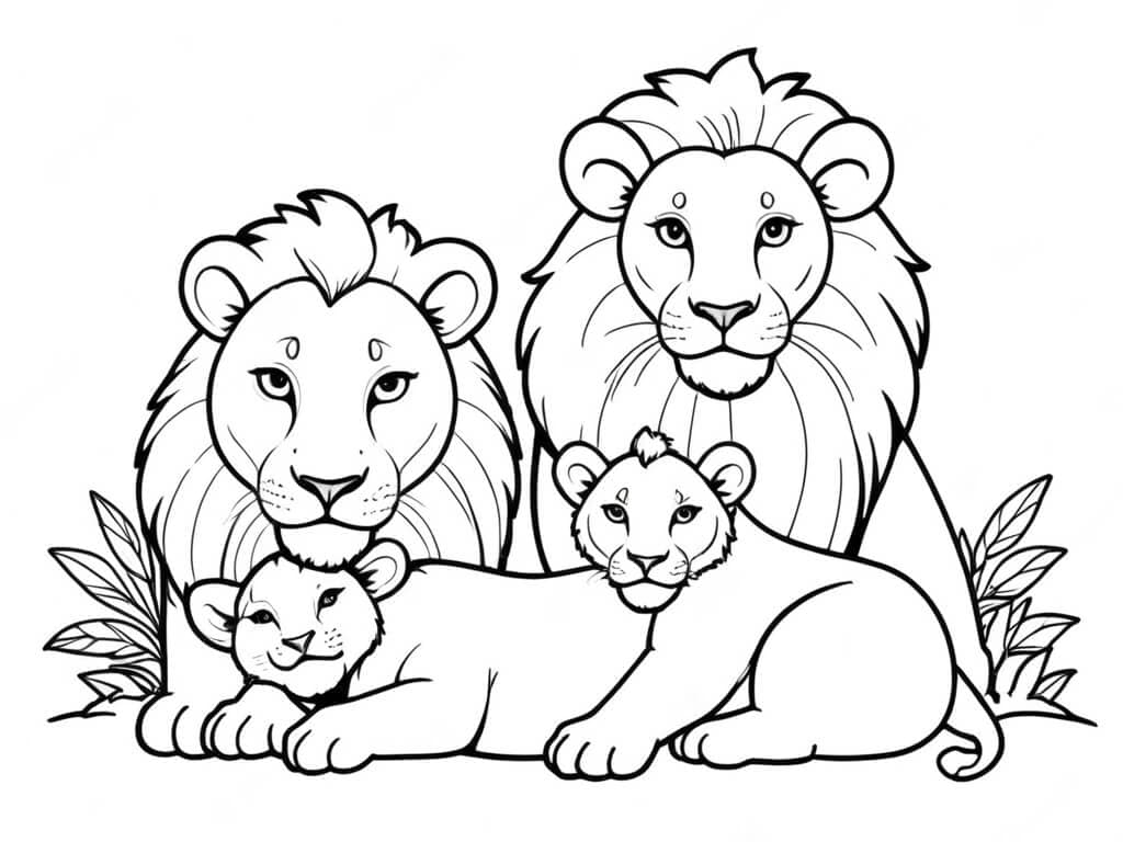 Löwenfamilie Ausmalbild