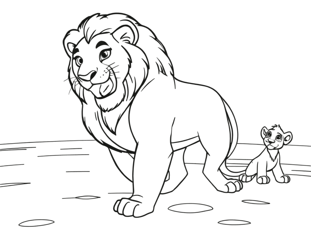 Löwenjunges Simba Style Ausmalbild
