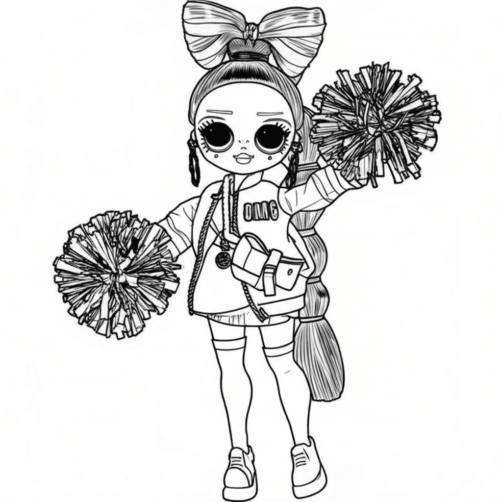 LOL Cheerleader mit Pompom Ausmalbild