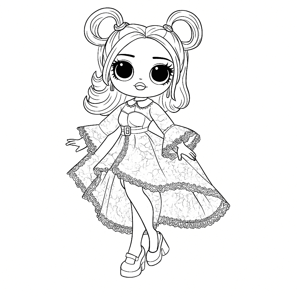 LOL Puppe im schwarzen Kleid Ausmalbild