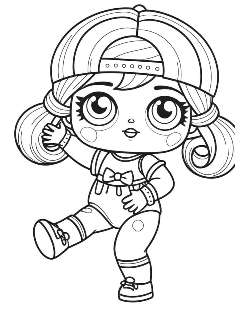 LOL Puppe mit Basecap rückwärts Ausmalbild