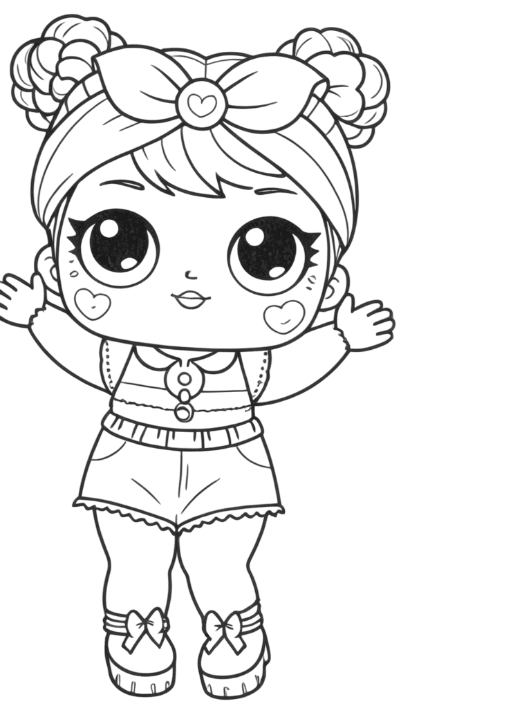 LOL Puppe mit Shorts Ausmalbild