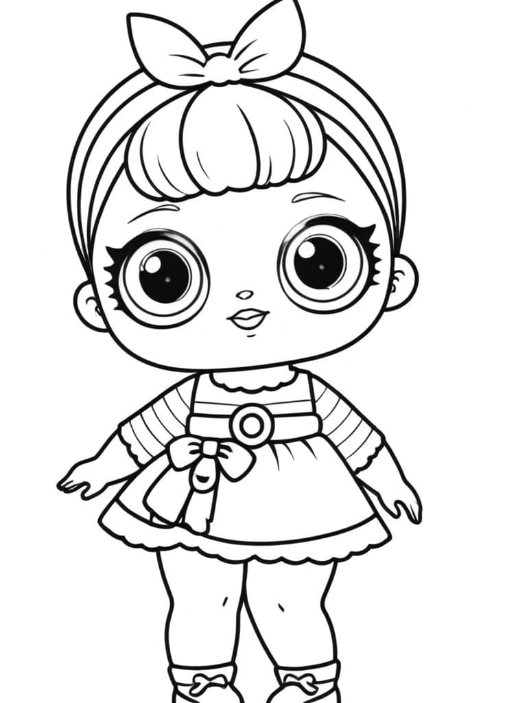 Niedliche LOL Puppe im Kleid Ausmalbild