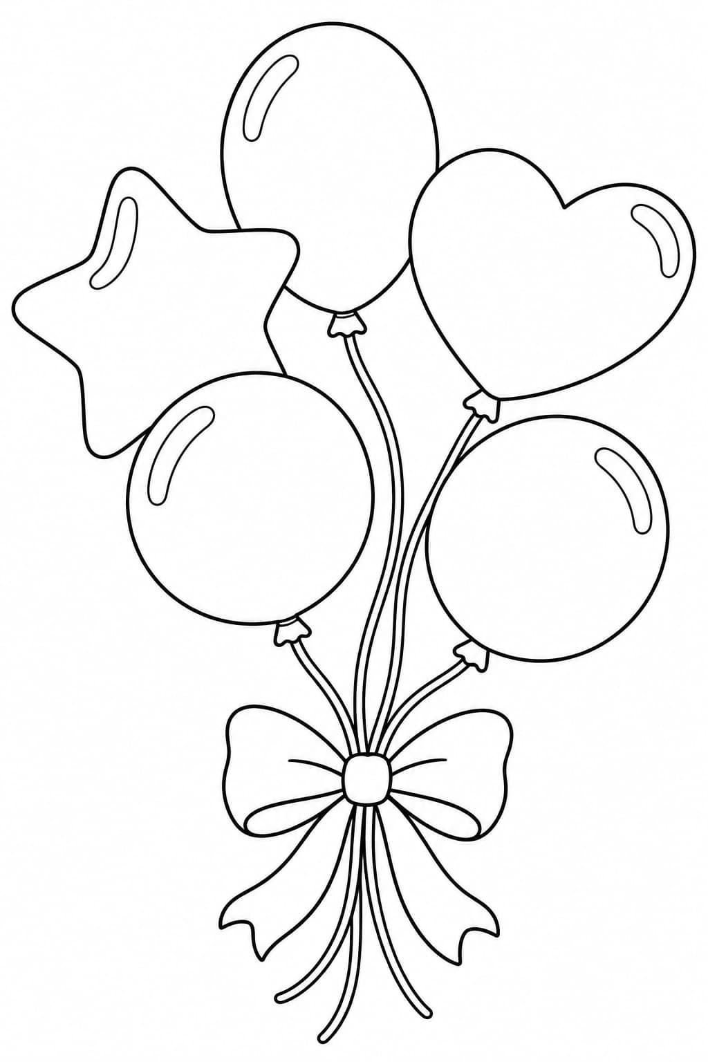 Luftballons zum Ausmalen – Ausmalbild in Schwarz-Weiß