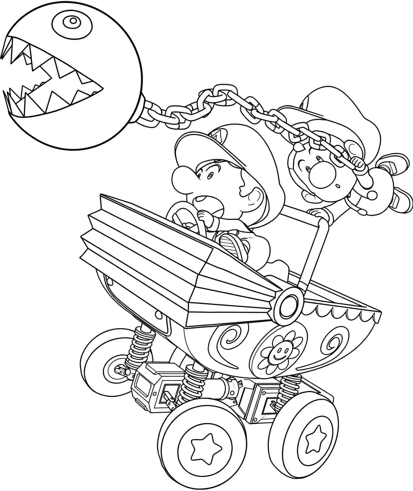 Baby-Luigi im Kart – kostenlose Luigi Malvorlage zum Ausdrucken