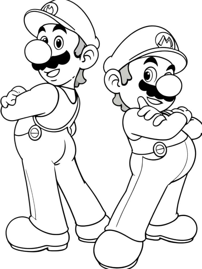 Mario und Luigi zum Ausmalen – kostenlose Luigi Malvorlage zum Ausdrucken
