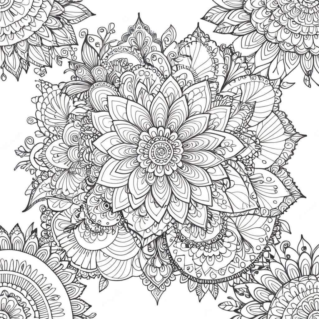 Asymmetrische Mandala Ausmalbild