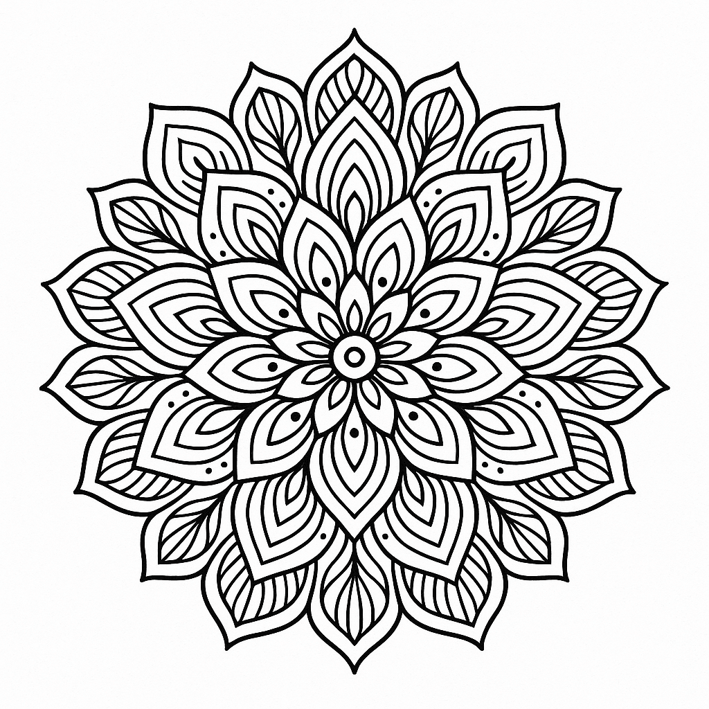 Blatt Mandala Ausmalbild