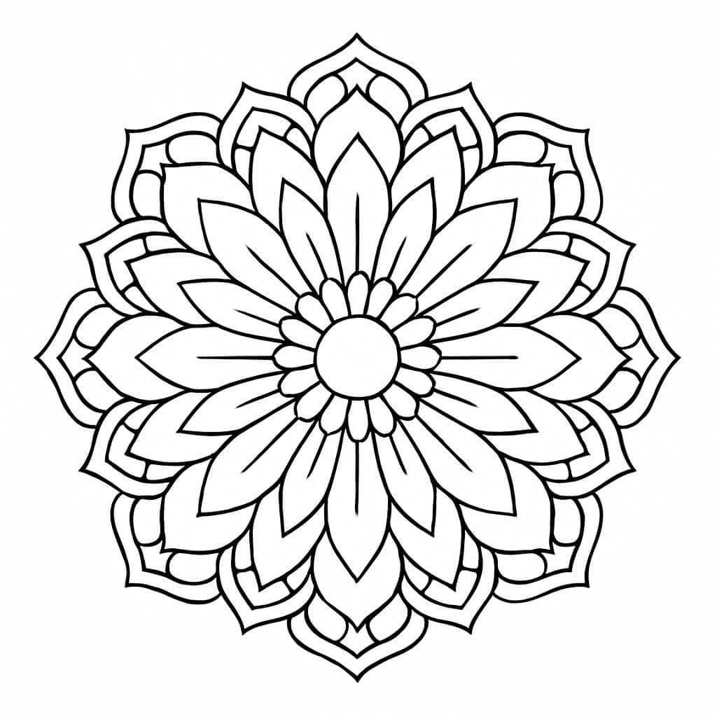 Blütenblatt Mandala Ausmalbild