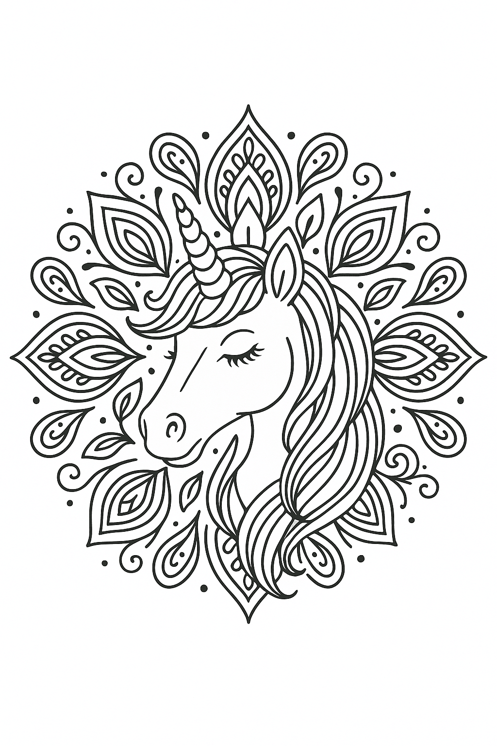 Einhorn Mandala Ausmalbild