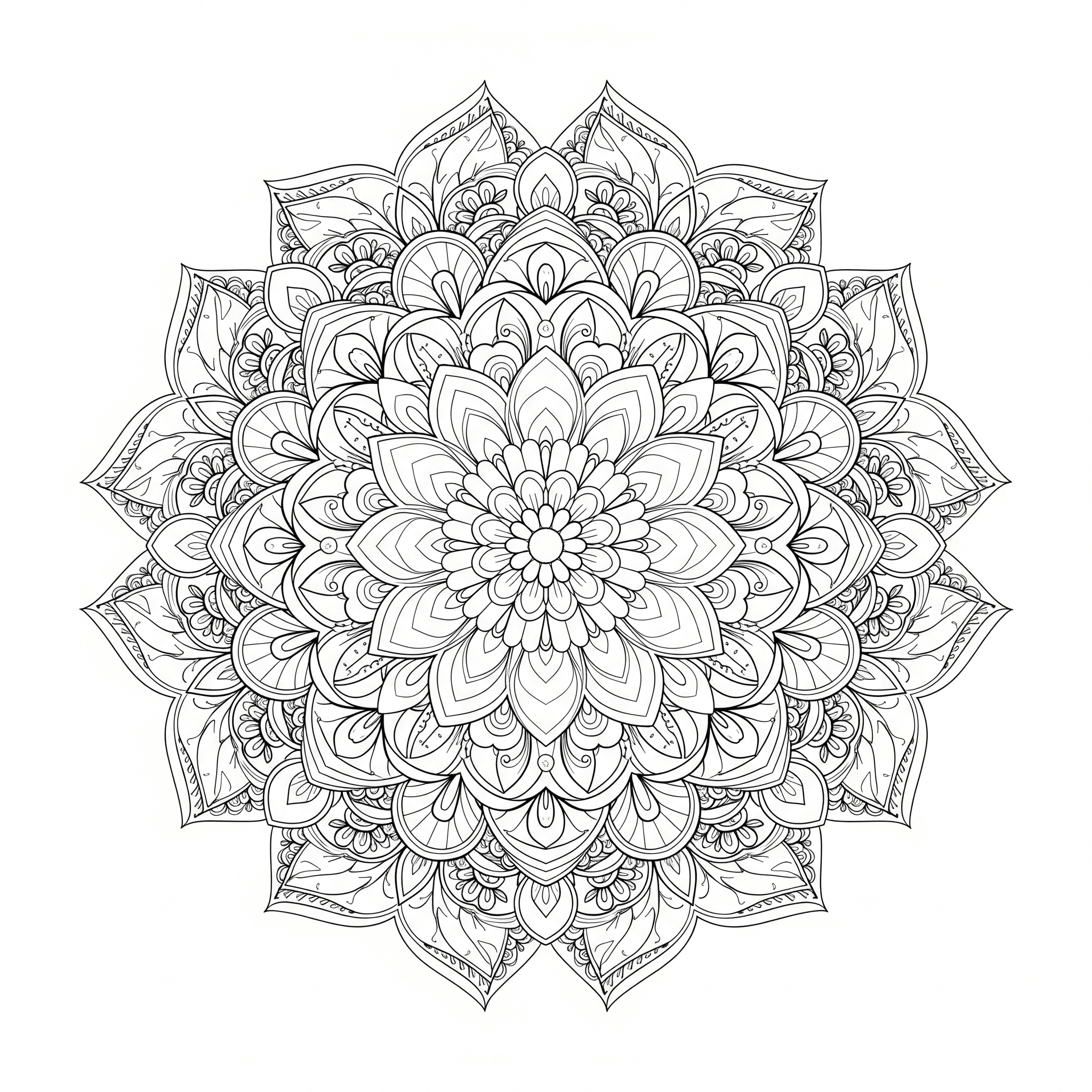 Fein detaillierte Mandala Ausmalbild