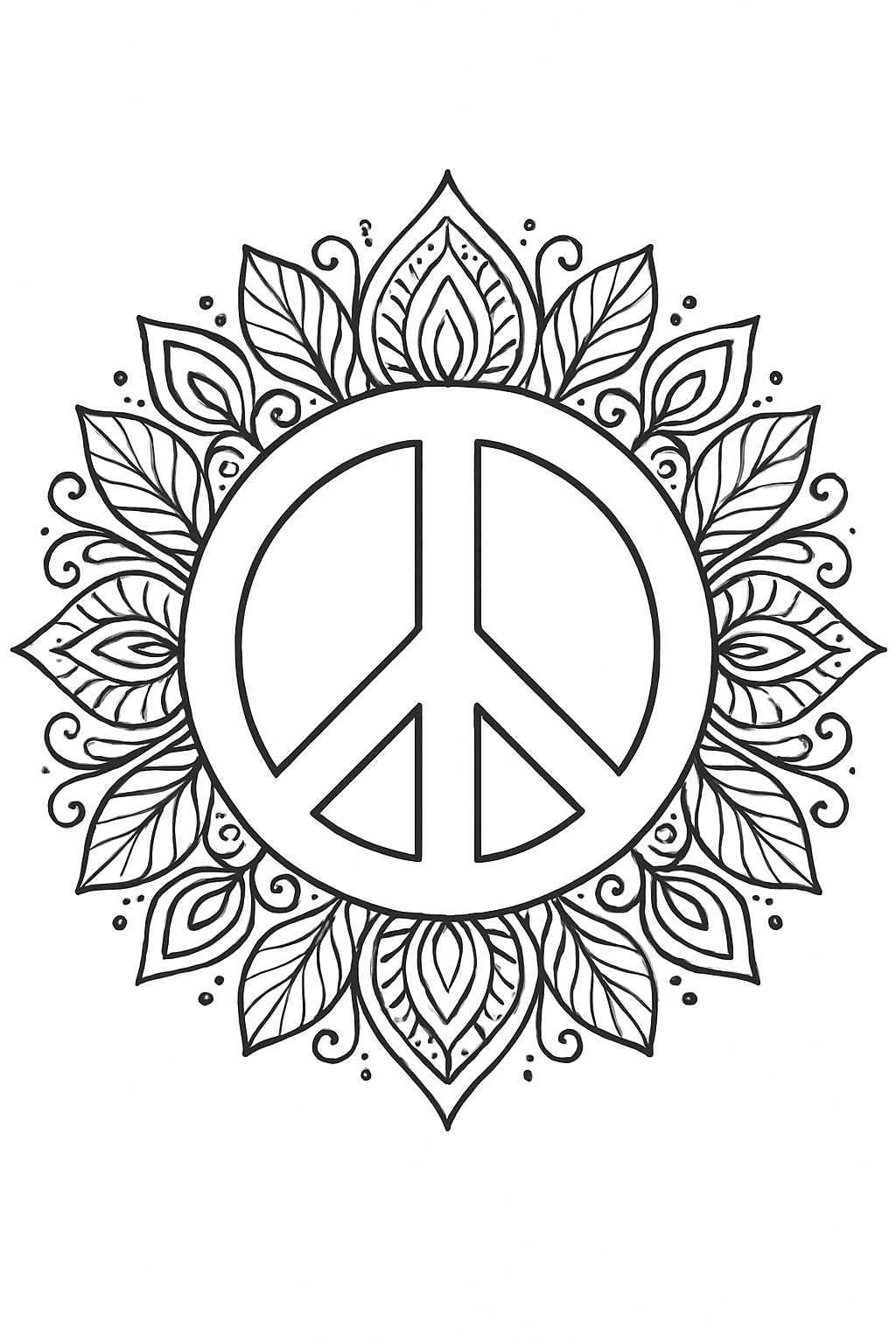 Friedens Mandala Ausmalbild
