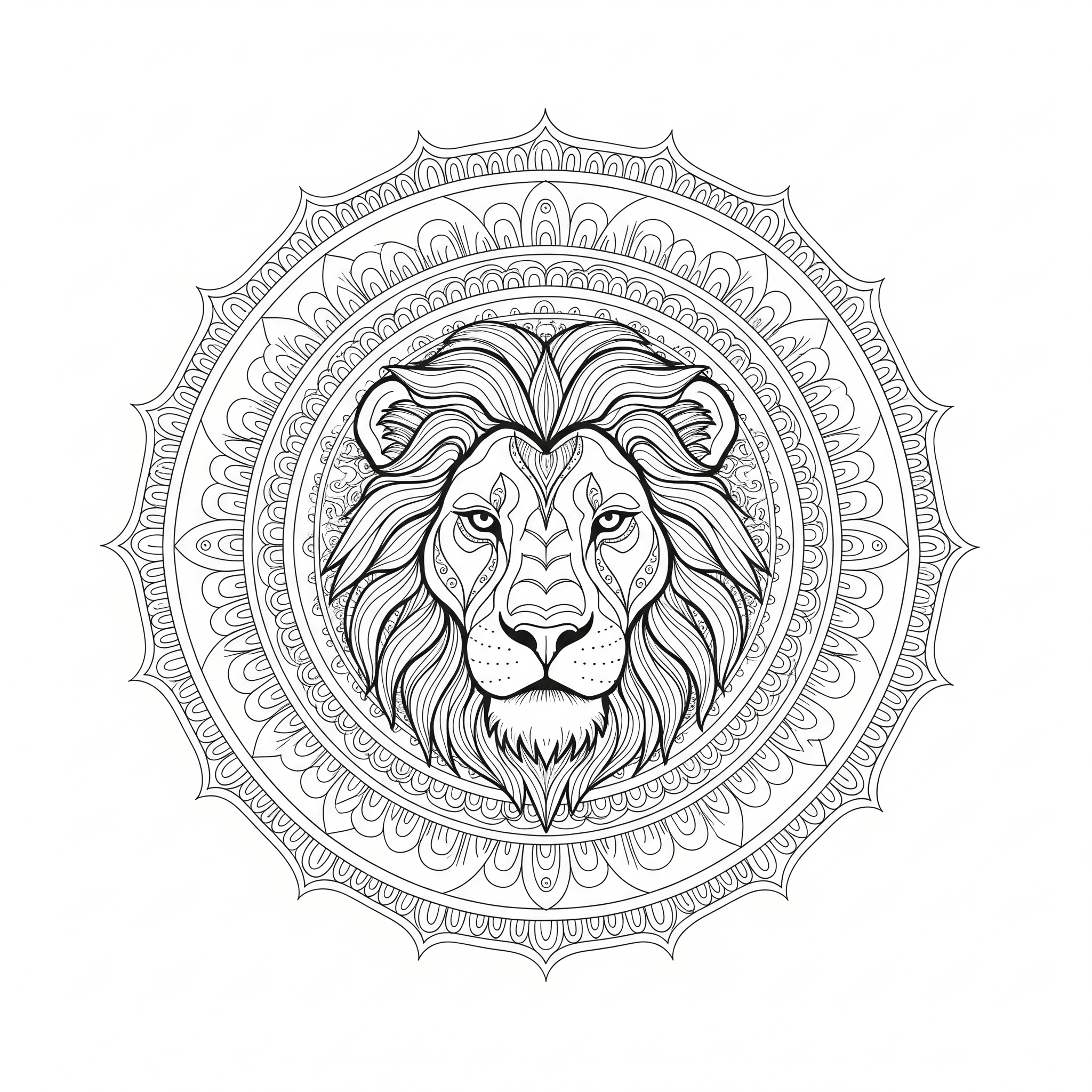Löwengesicht Mandala Ausmalbild