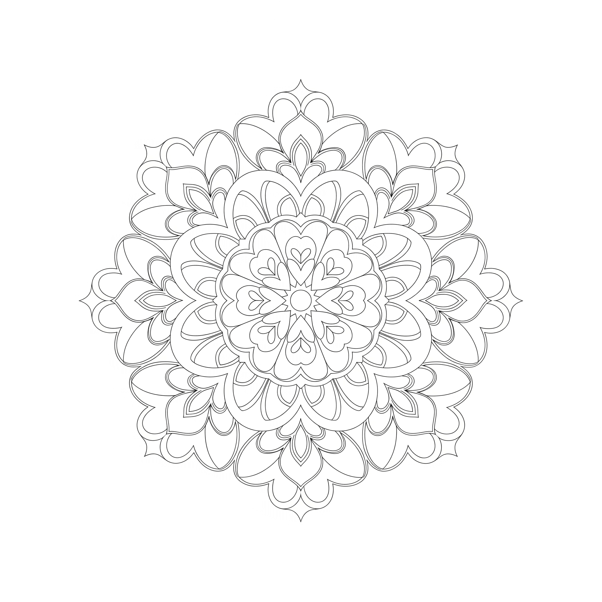 Mandala mit Herzen Ausmalbild