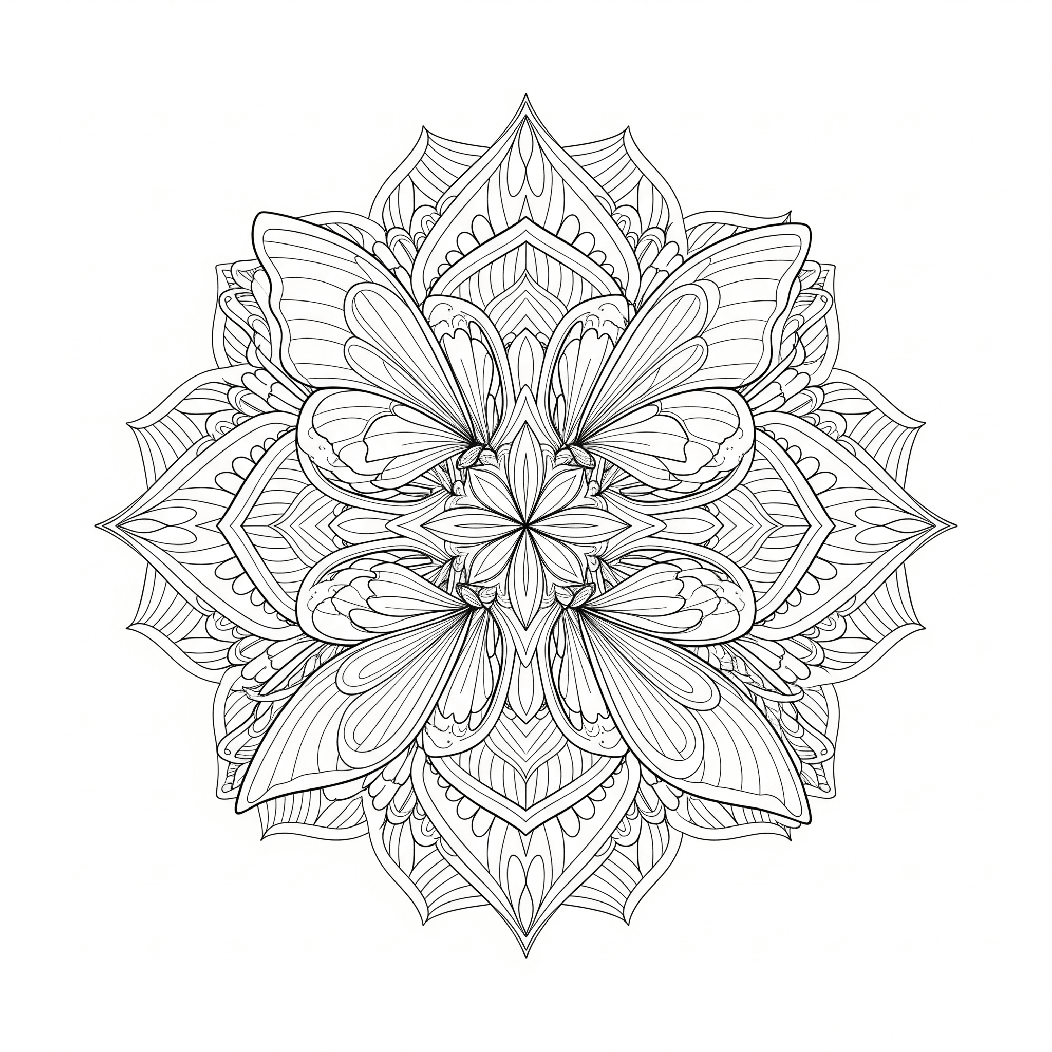 Mandala mit Schmetterlingen Ausmalbild