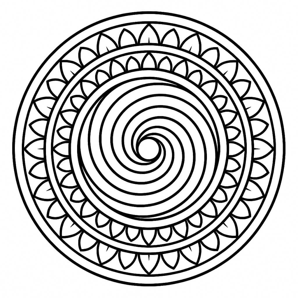 Spiral Mandala Ausmalbild