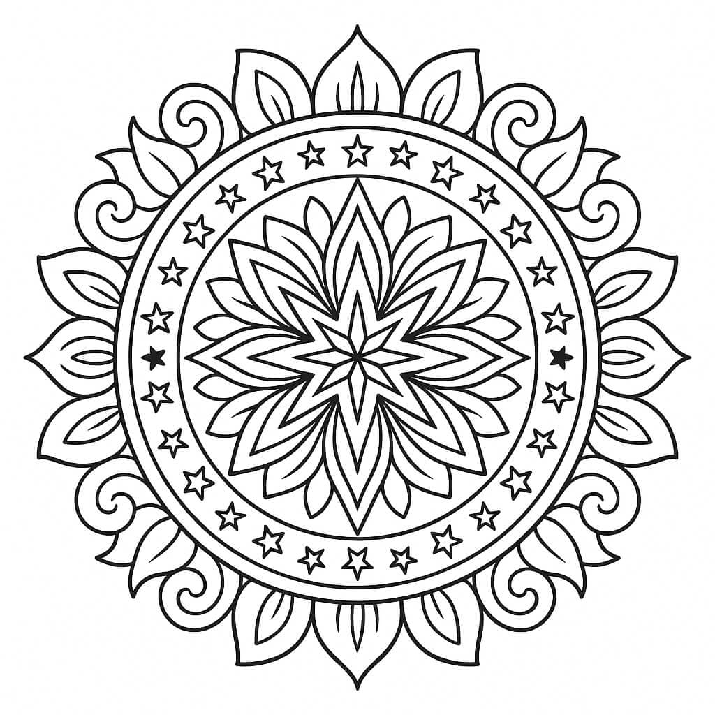 Sternen Mandala Ausmalbild