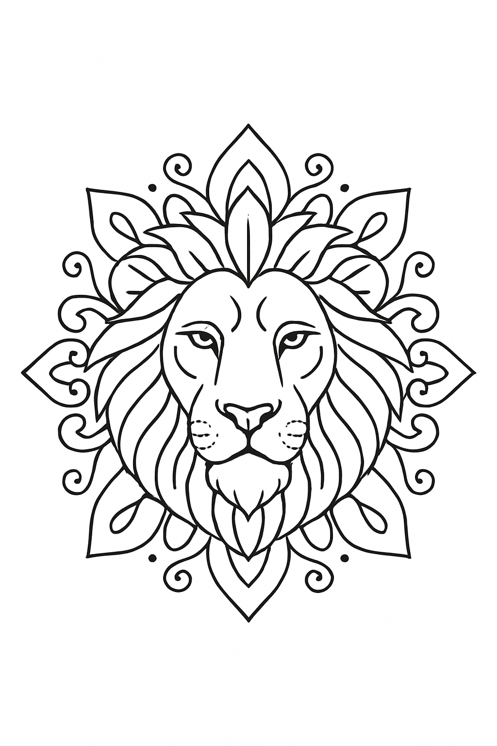 Vereinfachte Löwen Mandala Ausmalbild