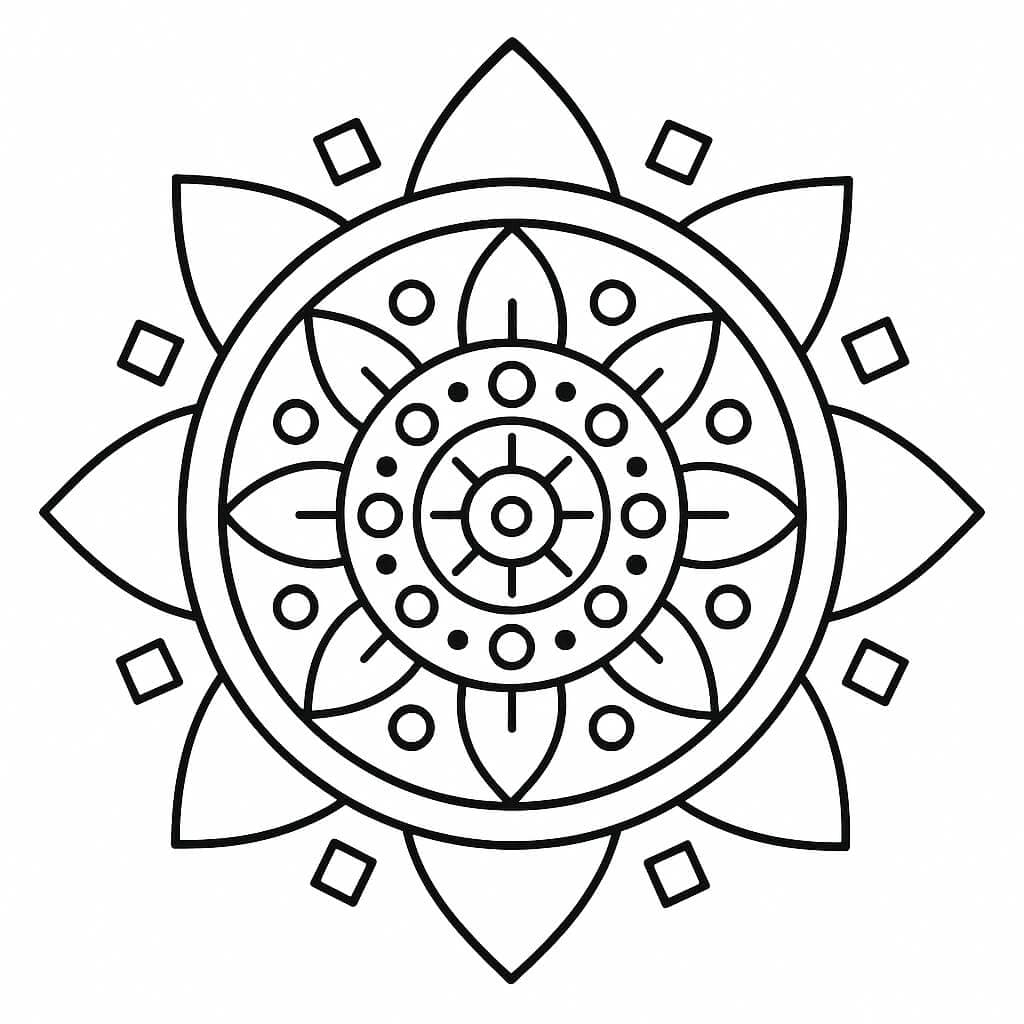 Vereinfachte Mandala Ausmalbild