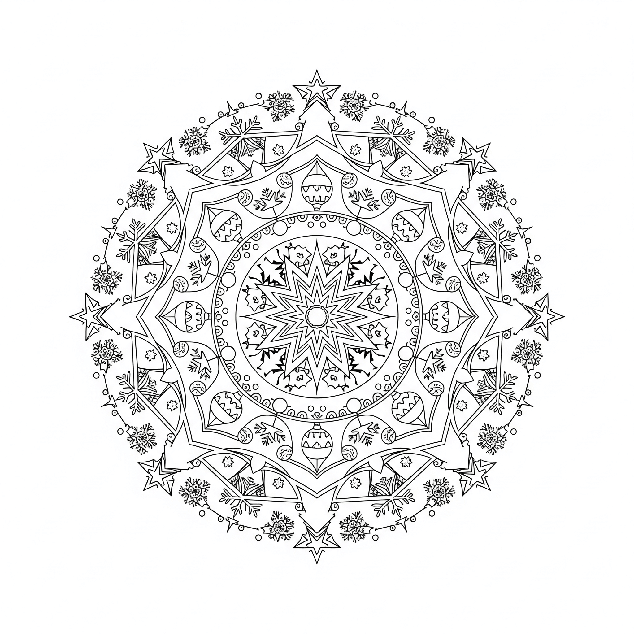 Weihnachts Mandala Ausmalbild