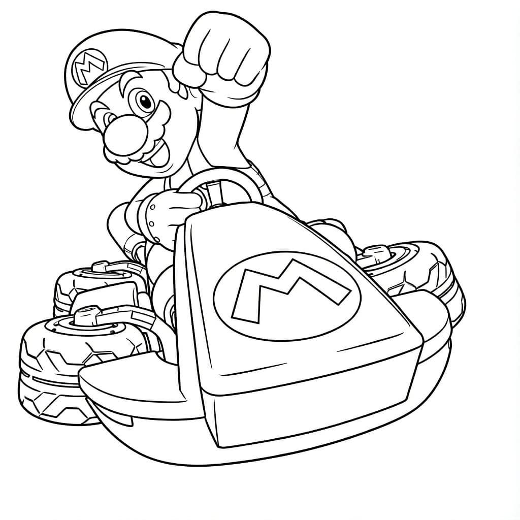Mario Kart Ausmalbild – kostenlose Mario Kart Malvorlage zum Ausdrucken