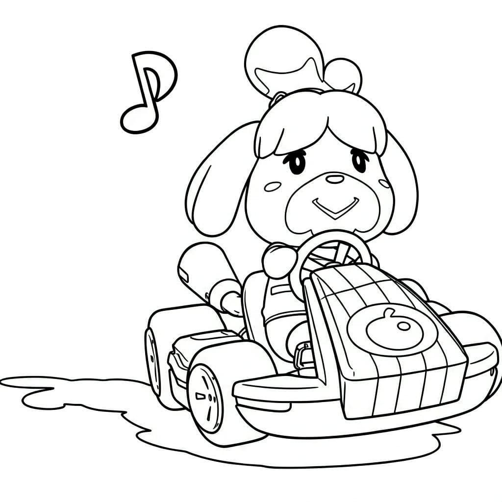 Melinda im grünen Kart – kostenlose Mario Kart Malvorlage zum Ausdrucken