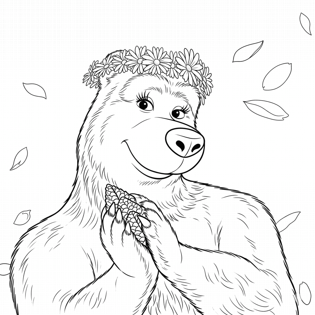 Bär mit Krone Ausmalbild