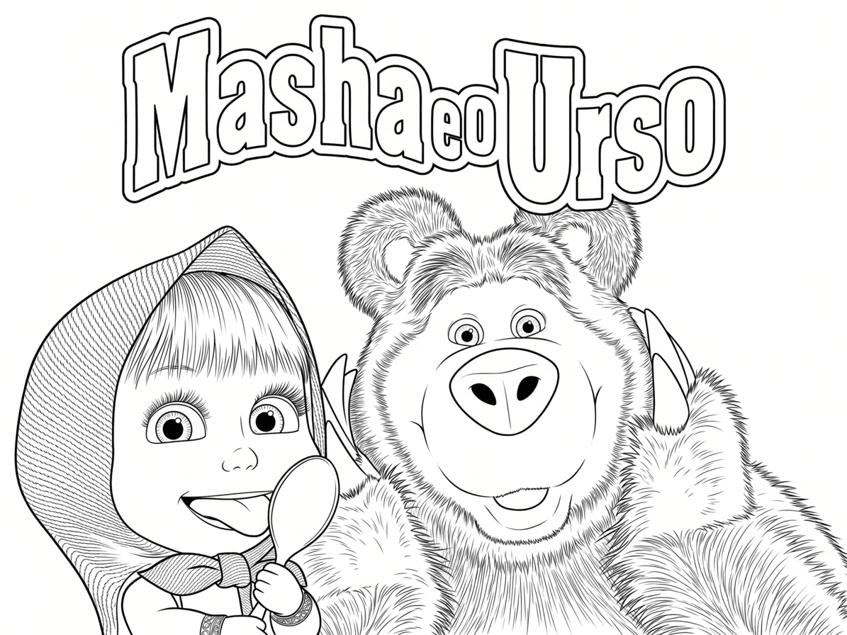 Mascha und der Bär Ausmalbild