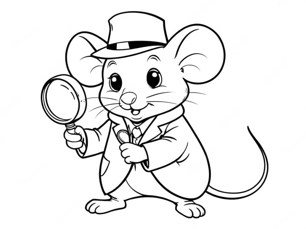 Detektiv Maus Ausmalbild