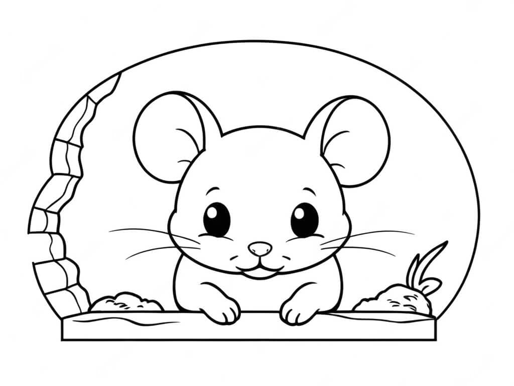Maus am Käsefenster Ausmalbild