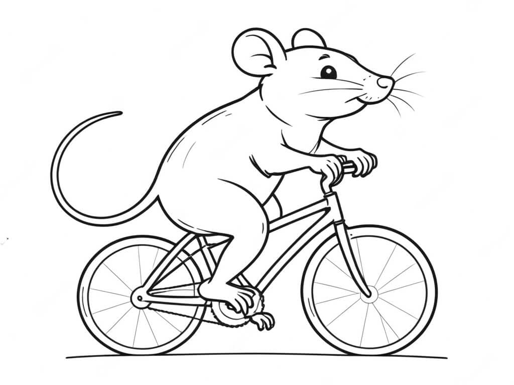 Maus fährt Fahrrad Ausmalbild
