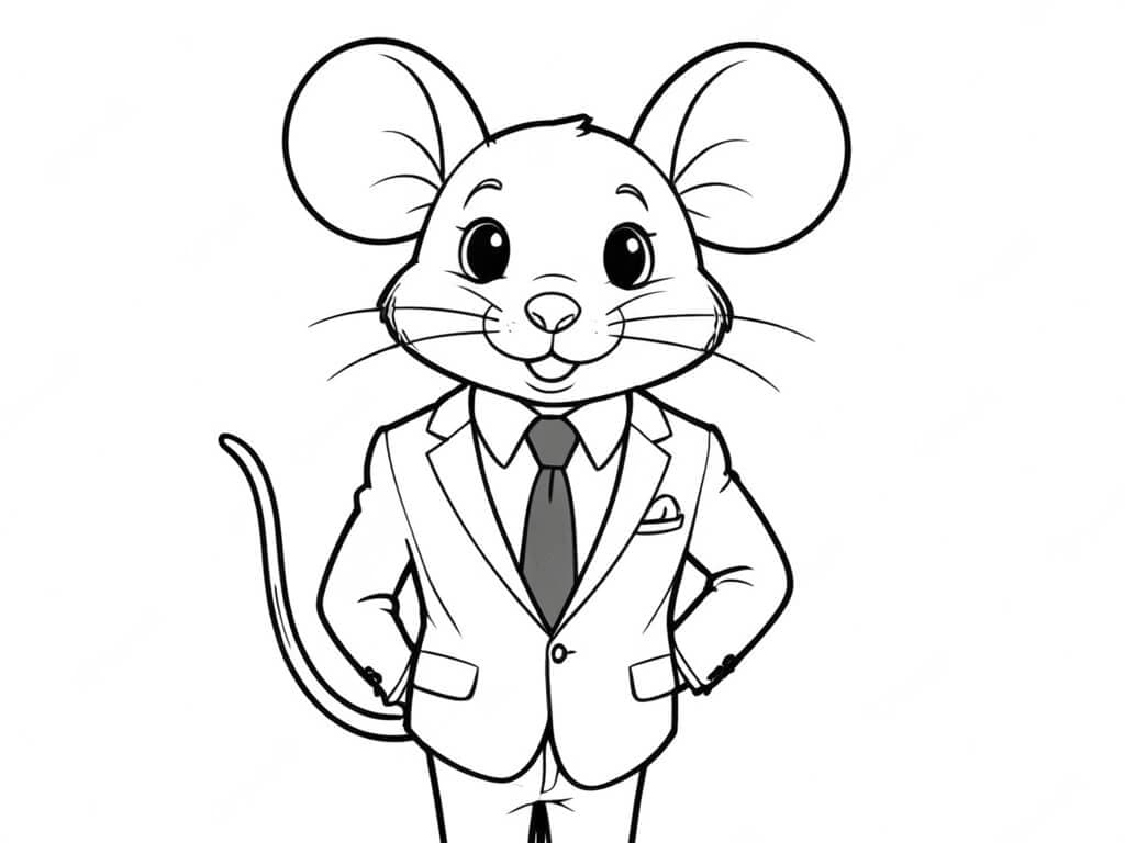 Maus im Anzug Ausmalbild