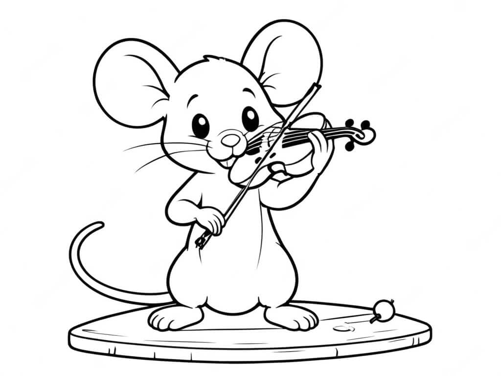 Maus spielt Geige Ausmalbild